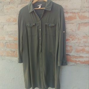 Ava & Viv Plus Size Olive Rayon Shirtdress